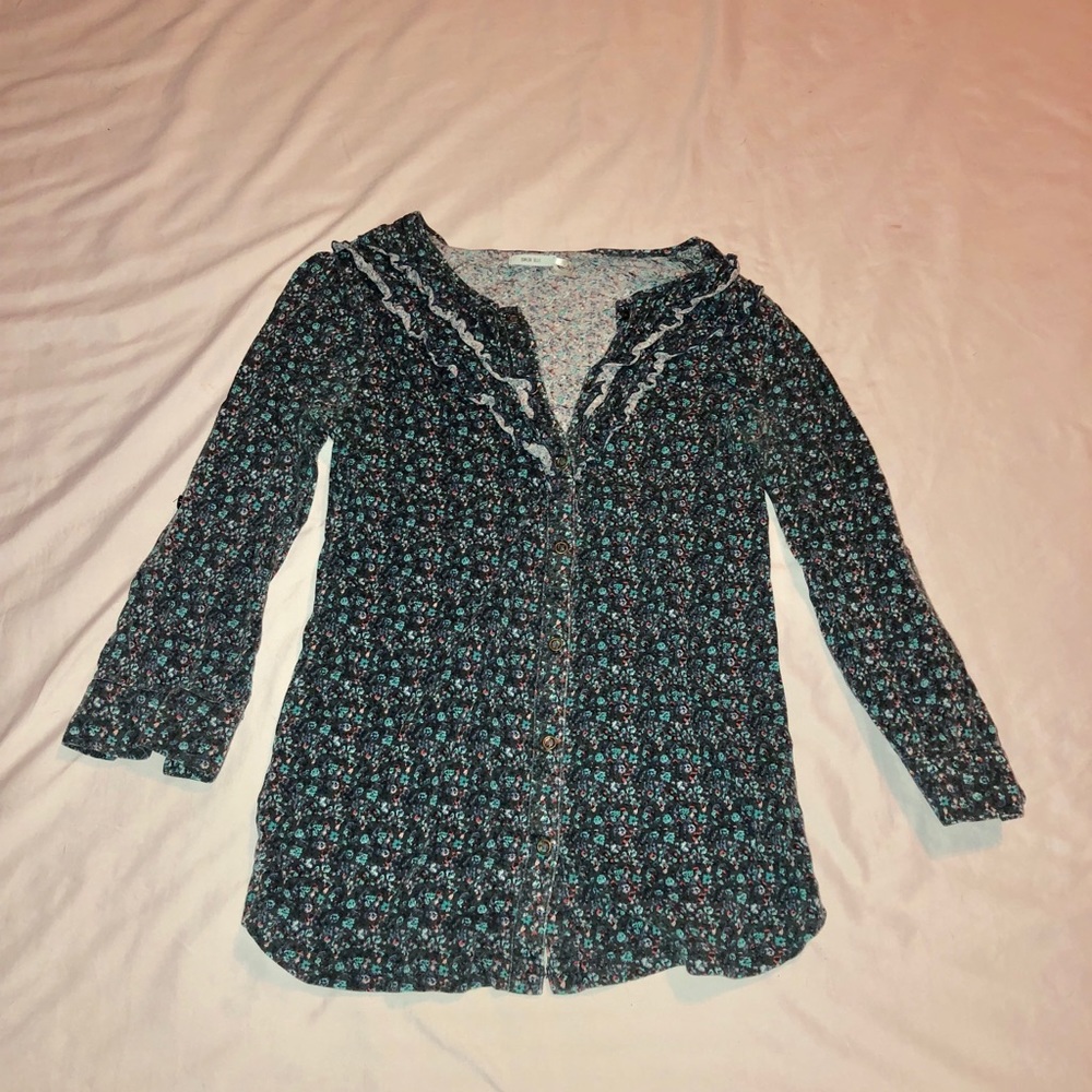 Navy Blue with tiny flower detailed shirt
